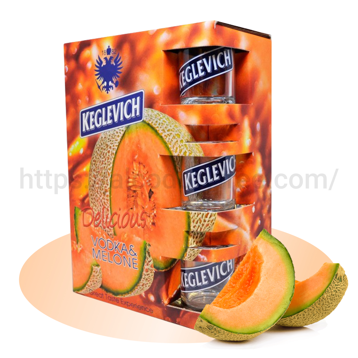ВОДКА КЕГЛЕВИЧ ДЫНЯ (KEGLEVICH MELONE) 2Л + 3 СТАКАНА