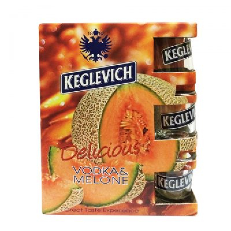 ВОДКА КЕГЛЕВИЧ ДЫНЯ (KEGLEVICH MELONE) 2Л + 3 СТАКАНА